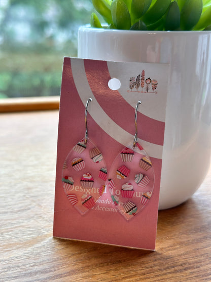 Cupcakes Scattered Print Dangle Earrings