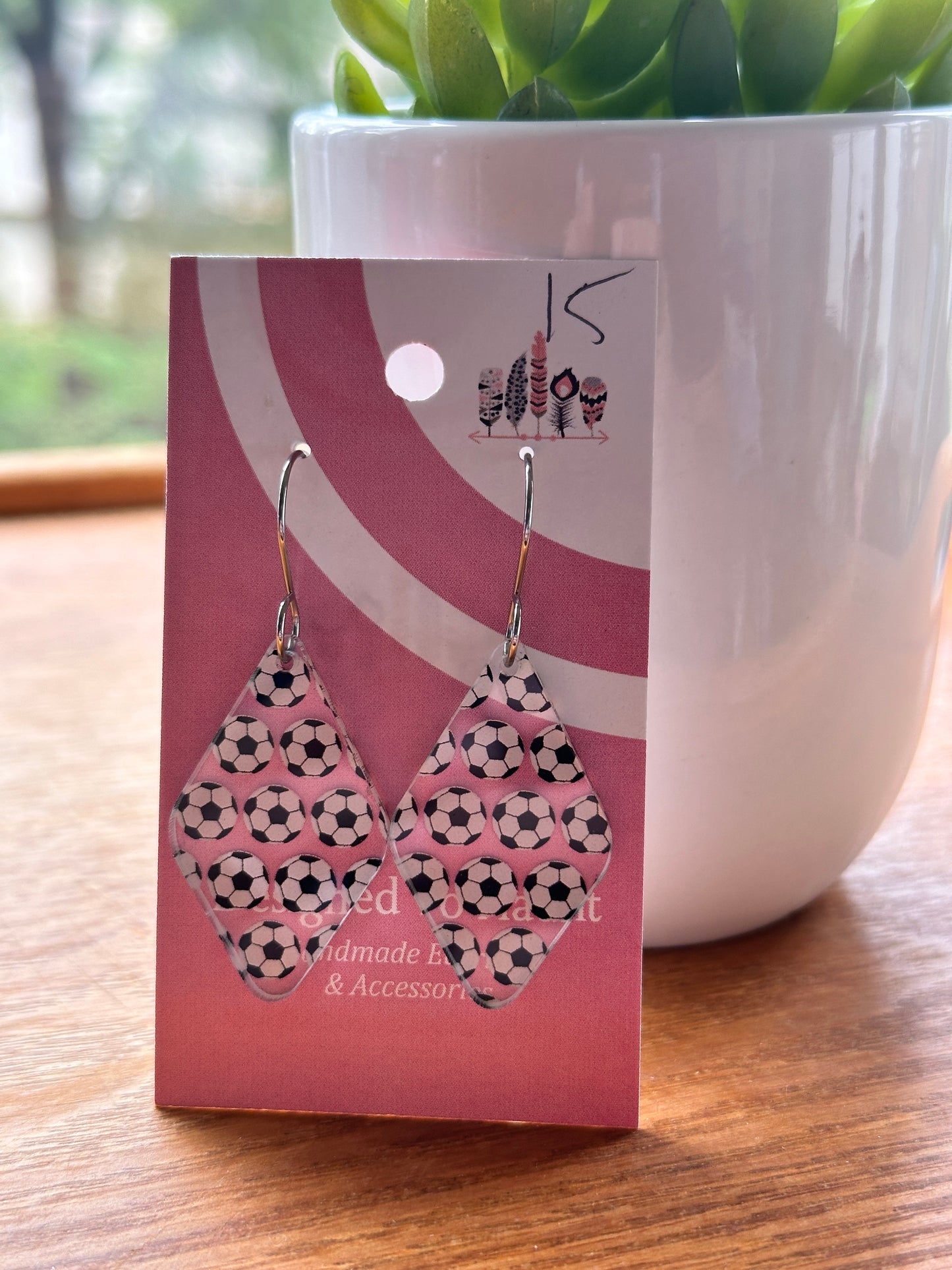 Soccer Scattered Print Dangle Earrings