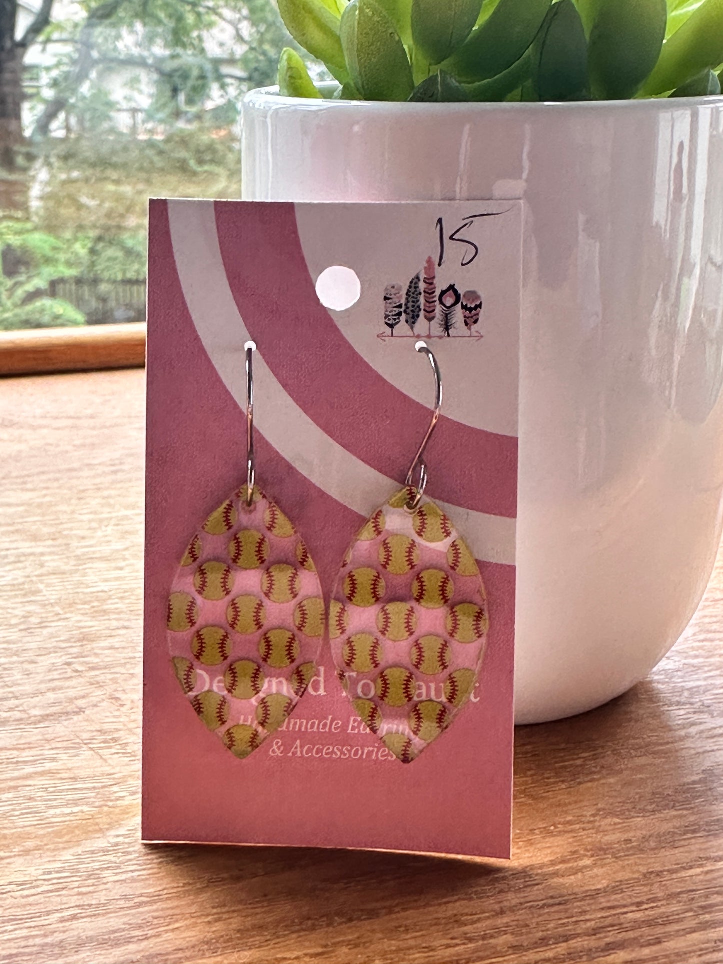 Softballs Scattered Print Acrylic Dangle Earrings