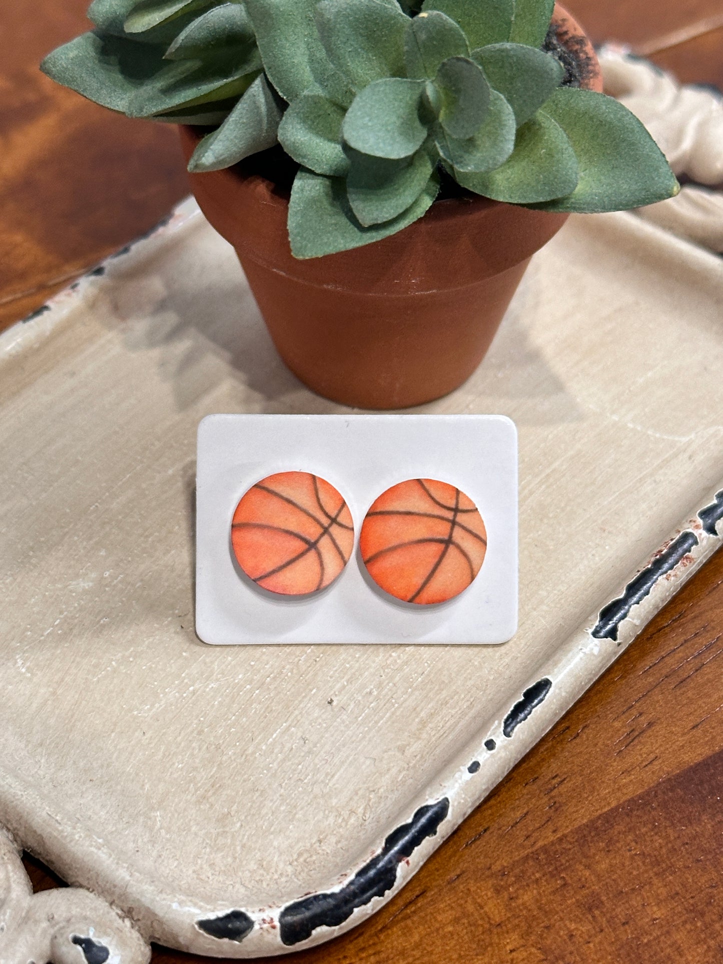 Sublimation Basketball Acrylic Stud Earrings