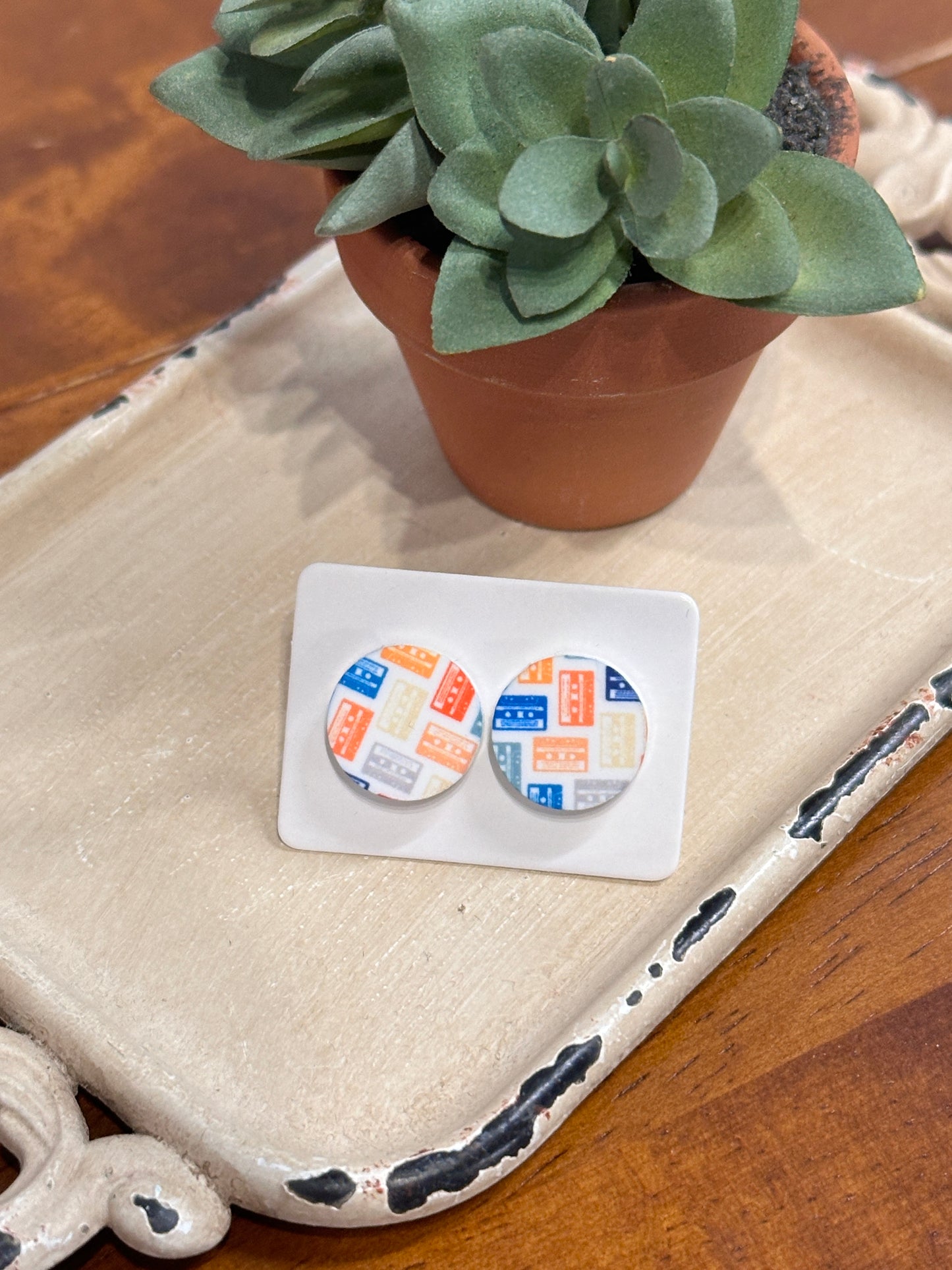 Sublimation Cassettes Acrylic Stud Earrings