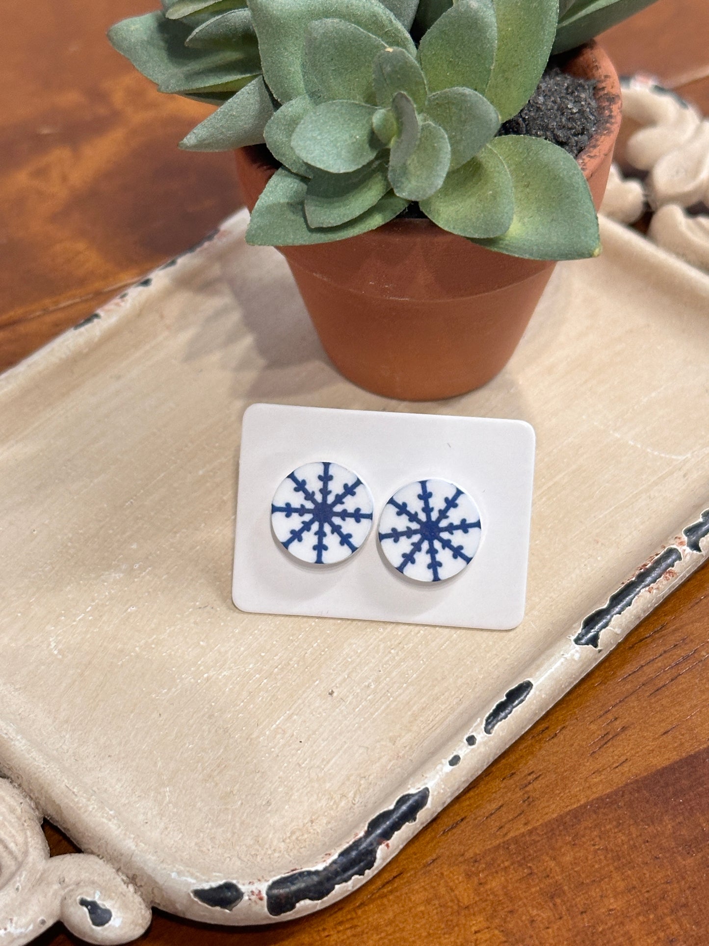 Sublimation Snowflake Acrylic Stud Earrings