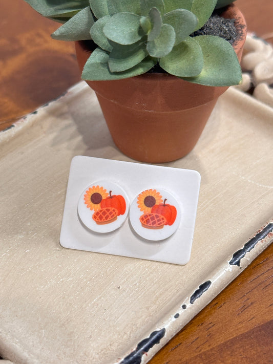 Sublimation Thankful Harvest Acrylic Stud Earrings