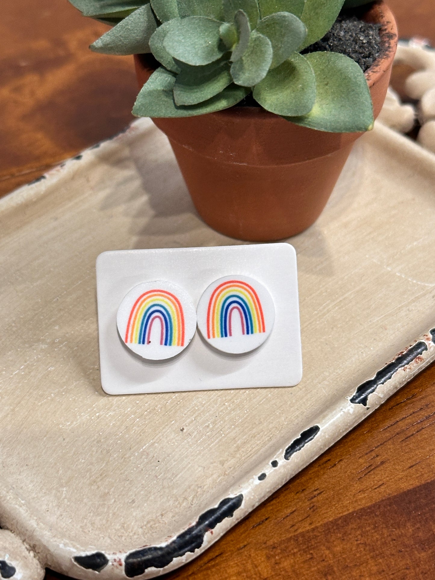 Sublimation Rainbow Acrylic Stud Earrings