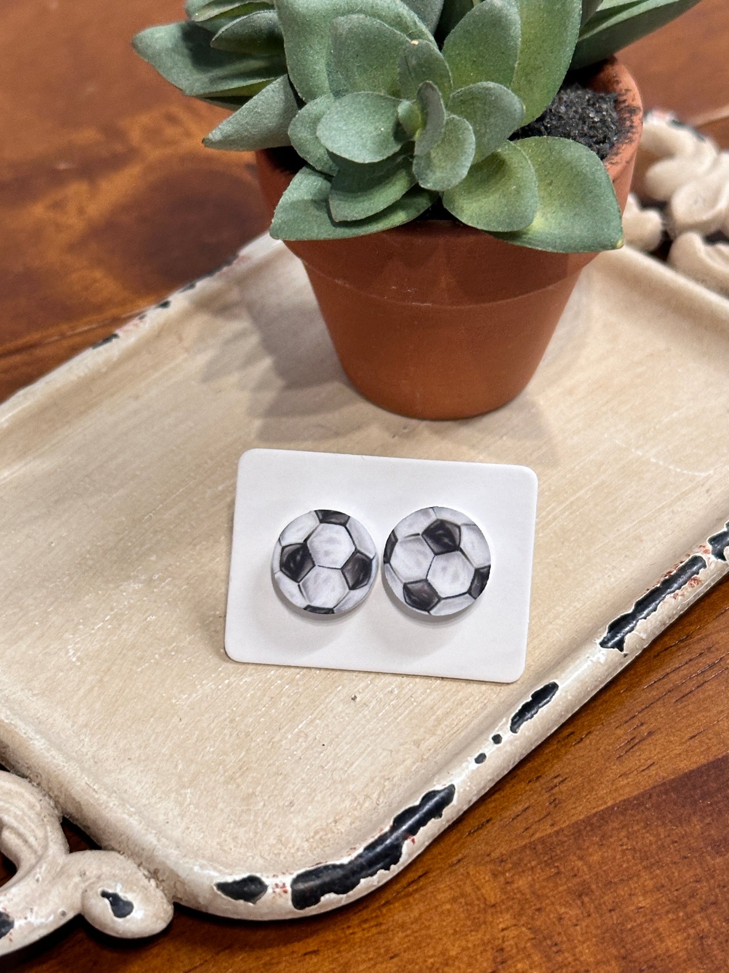 Sublimation Soccor Acrylic Stud Earrings