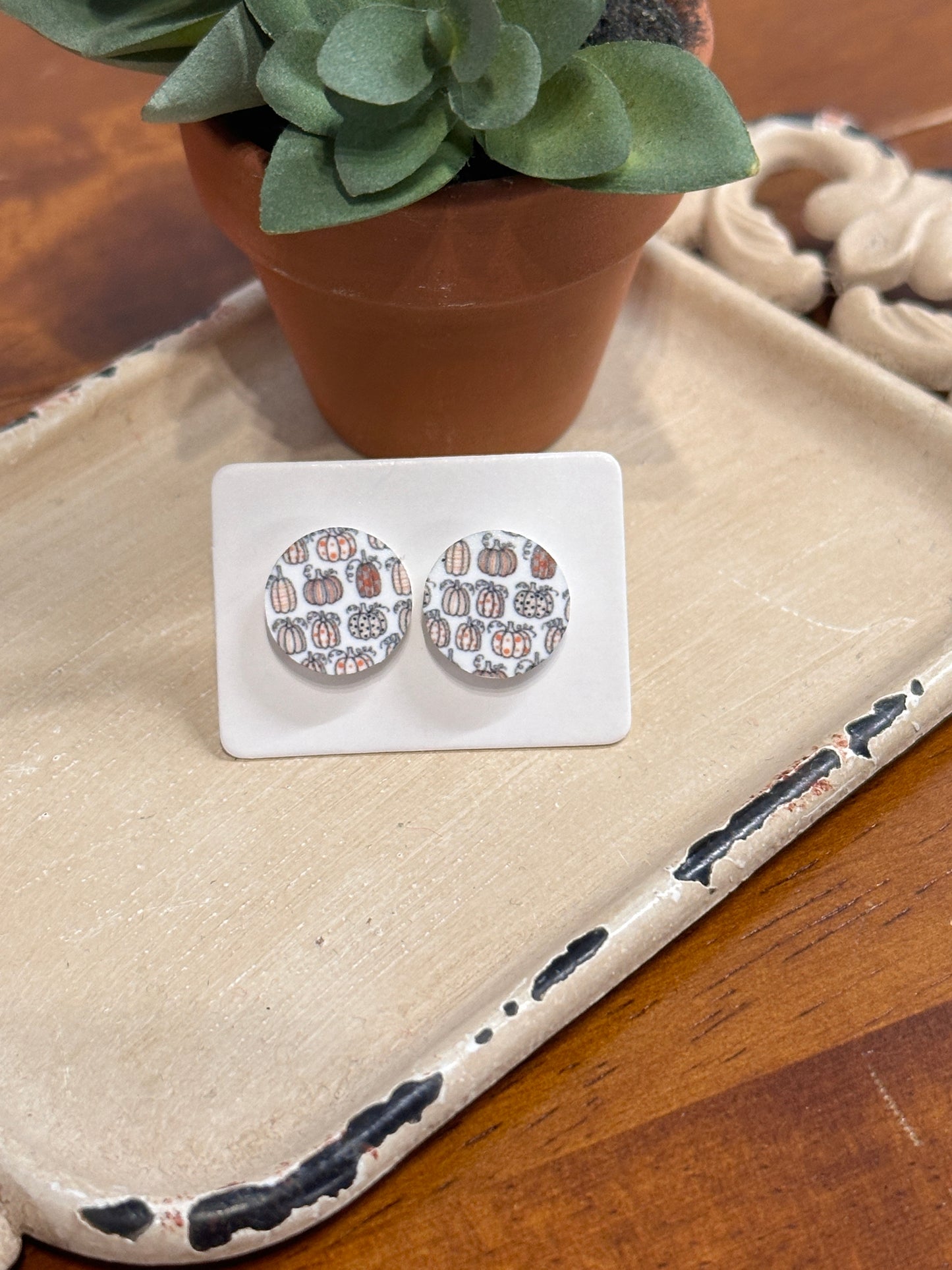 Sublimation Pumpkin Patch Acrylic Stud Earrings