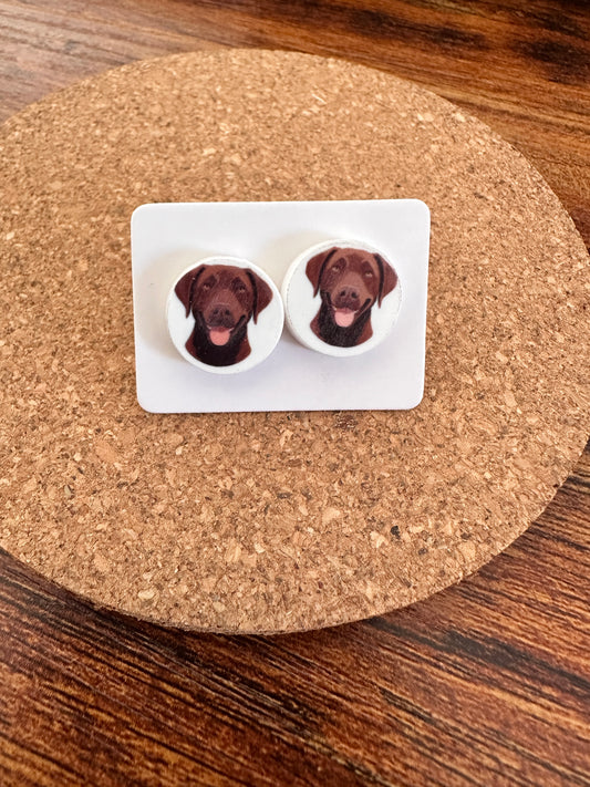 Sublimated Chocolate Lab Acrylic Stud Earrings