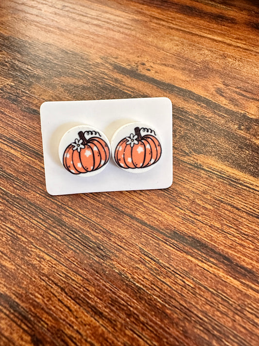 Sublimated Flower Pumpkin Acrylic Studs