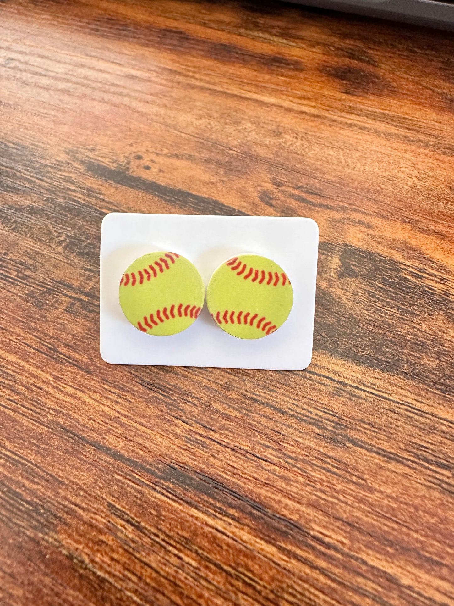 Sublimated Softball Acrylic Stud Earrings