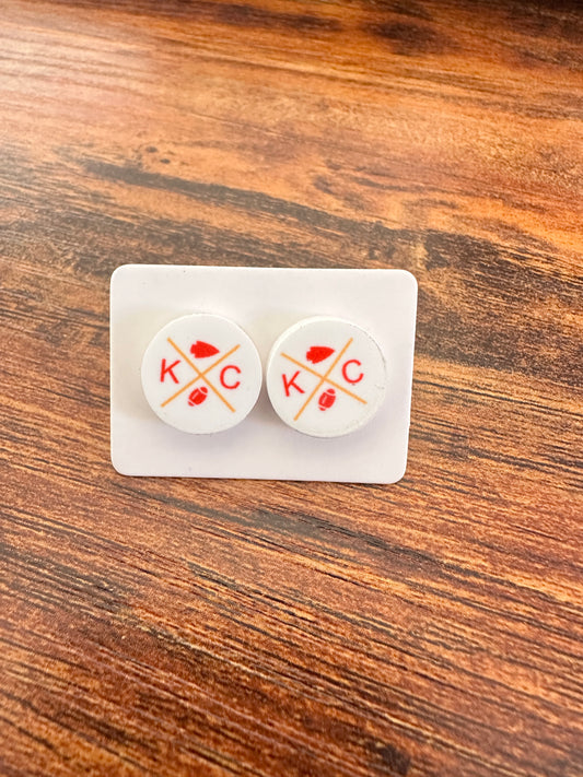 Sublimated Arrowhead Football KC Acrylic Stud Earrrings