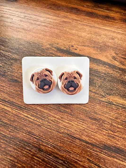 Sublimated Shar Pei Acrylic Studs Earrings