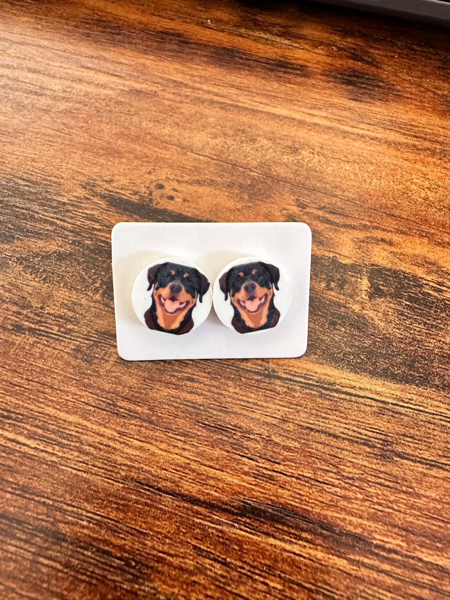 Sublimated Rottweiler Acrylic Stud Earrings