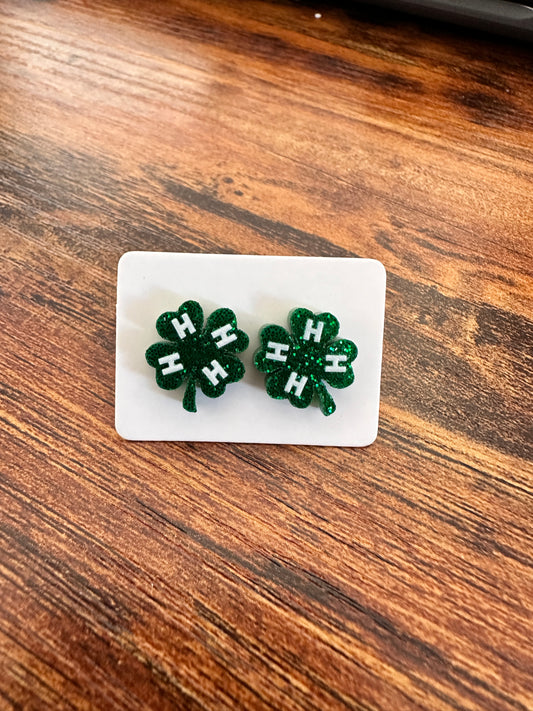 4-H Clover Acrylic Stud Earrings