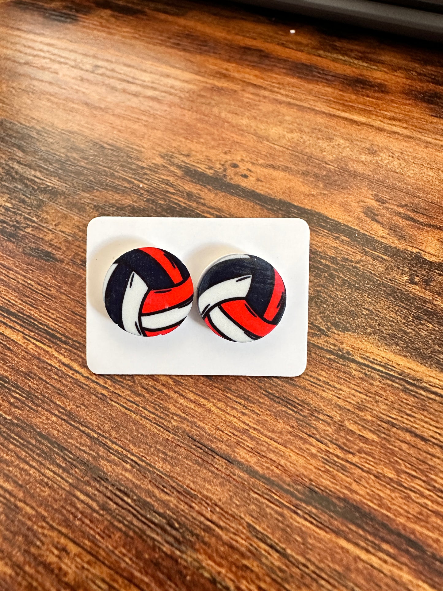 Sublimated Red and Black Volleyball Acrylic Studs