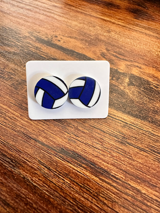 Sublimated Blue and White Volleyball Acrylic Studs