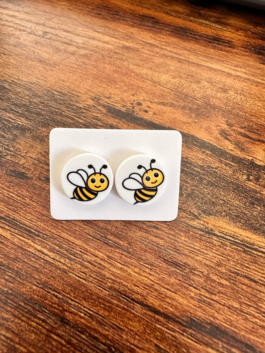 Sublimated Animated Bumblebee Acrylic Stud Earrings