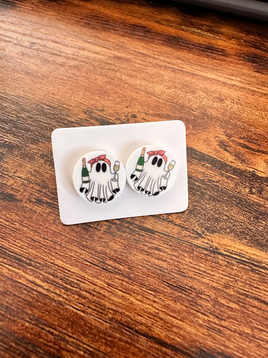 Sublimated Champagne Ghost Acrylic Stud Earrings