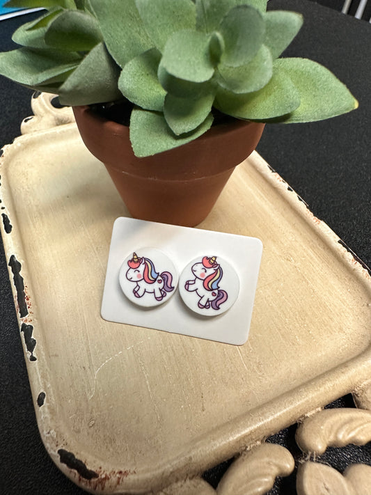 Sublimated Animated Unicorn Acrylic Stud Earrings