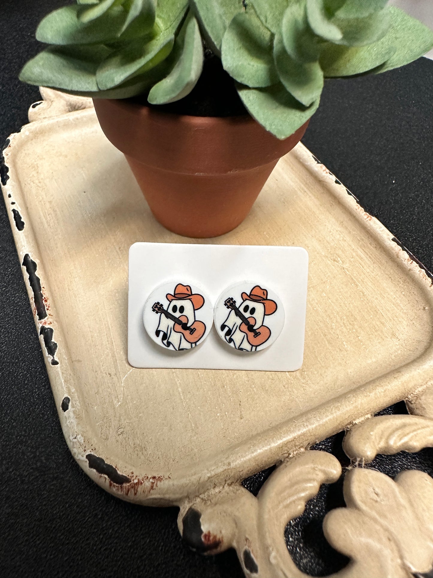 Sublimated Ghost Note Acrylic Stud Earrings