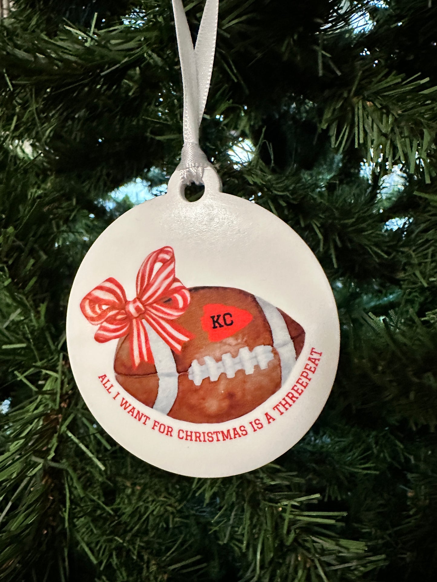 All I Want For Christmas Football Ornament