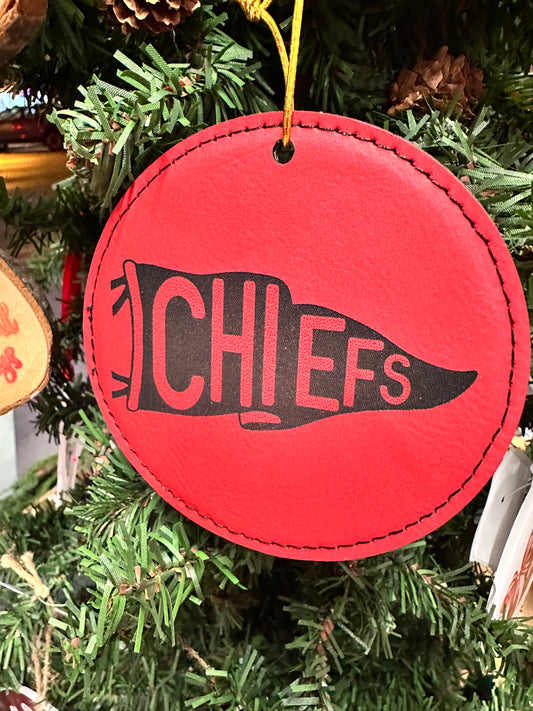 Chiefs-Inspired Pennant Leatherette Ornament