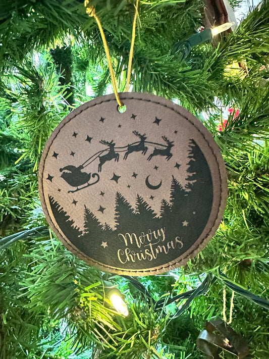 Merry Christmas Leatherette Ornament