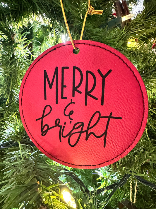 Merry And Bright Leatherette Ornament