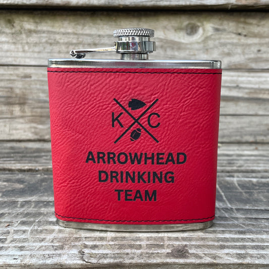 Arrowhead Drinking Team 6 oz Leatherette and Stainless Steel Flask