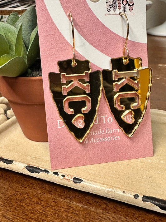 KC Heart Cutout Dangle Earrings