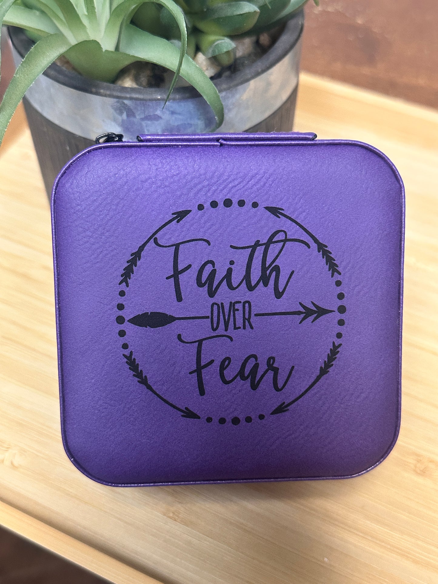 Faith Over Fear Large Text Jewelry Box