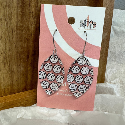 Volleyball Scattered Print Dangle Earrings