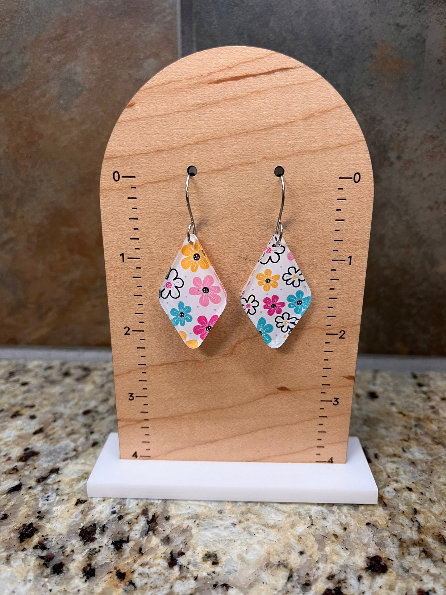 Vibrant Bloom Acrylic Dangle Earrings