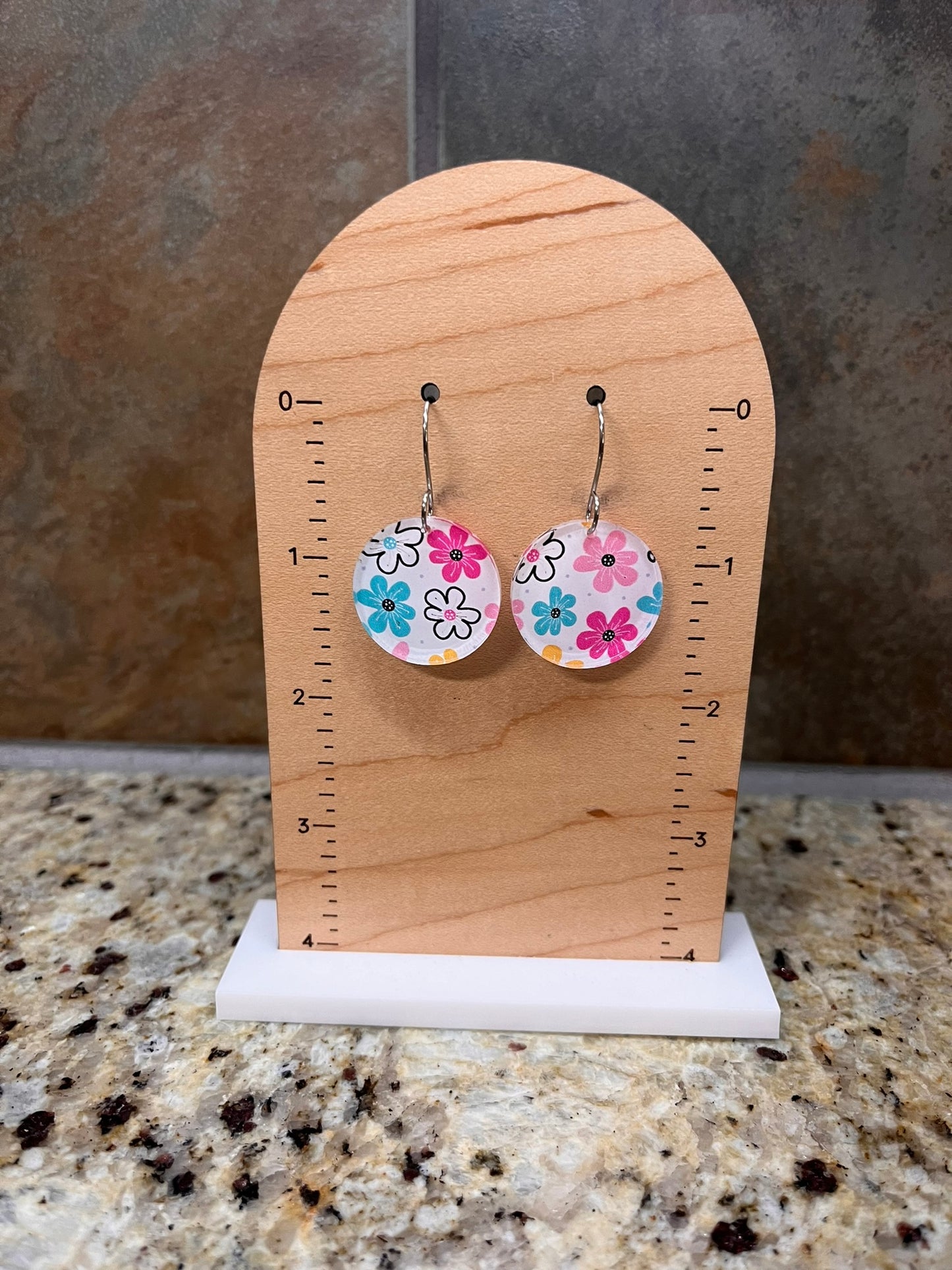 Vibrant Bloom Acrylic Dangle Earrings