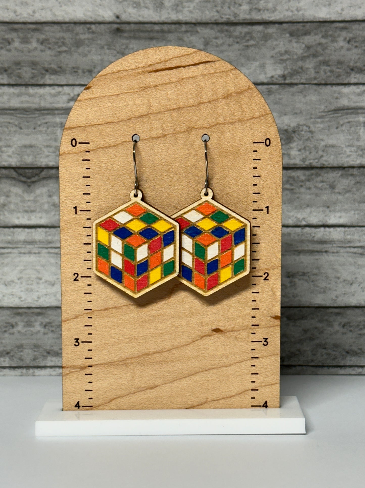Rubik's Cube Dangle Earrings