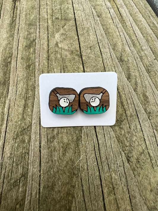 Put Put Wooden Stud Earrings