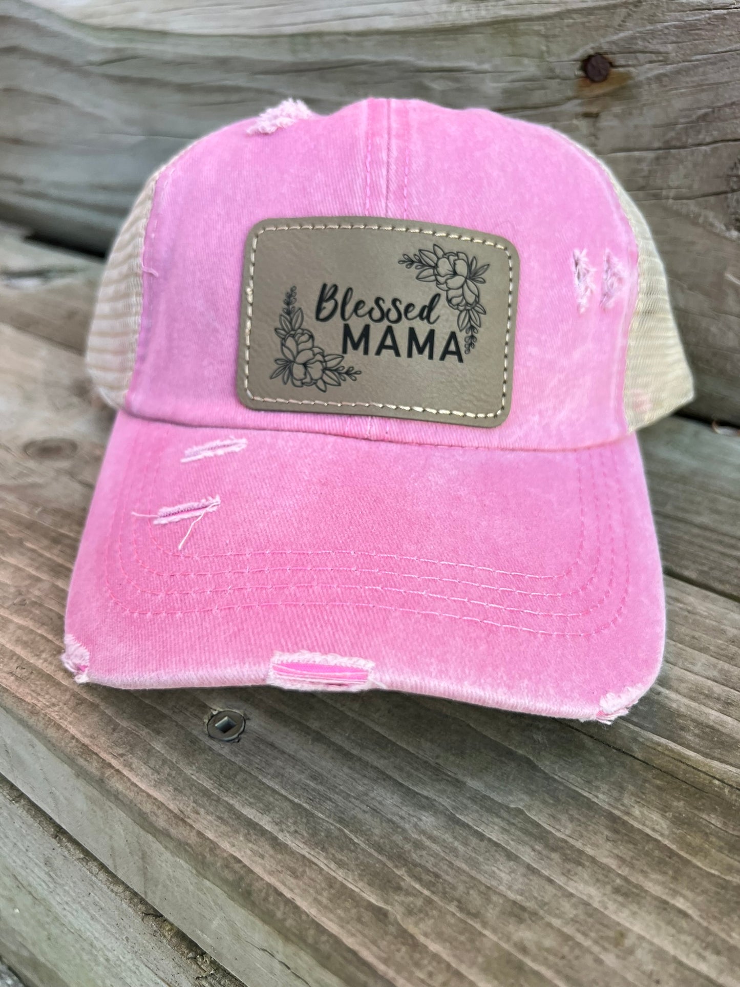 Blessed Mama Floral Women's Criss Cross Hat