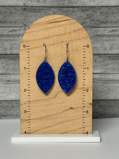 Dark Blue Sparkle Acrylic Dangle Earrings