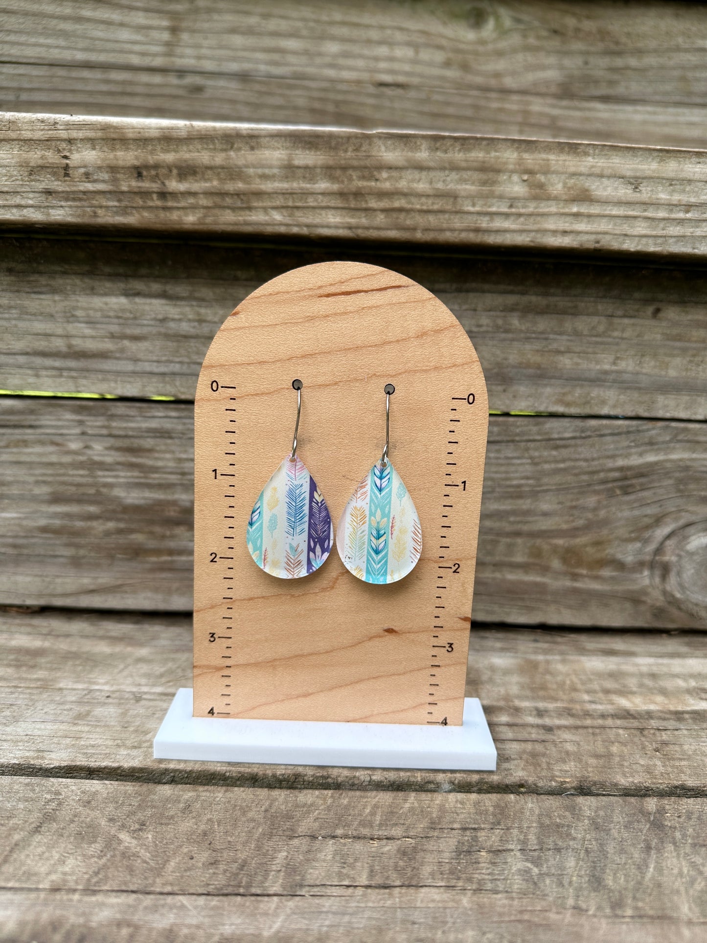 Pastel Boho Stripes Acrylic Dangle Earrings