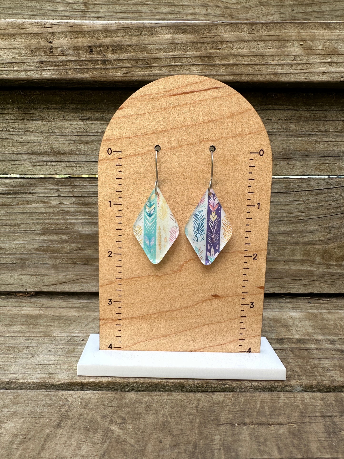 Pastel Boho Stripes Acrylic Dangle Earrings