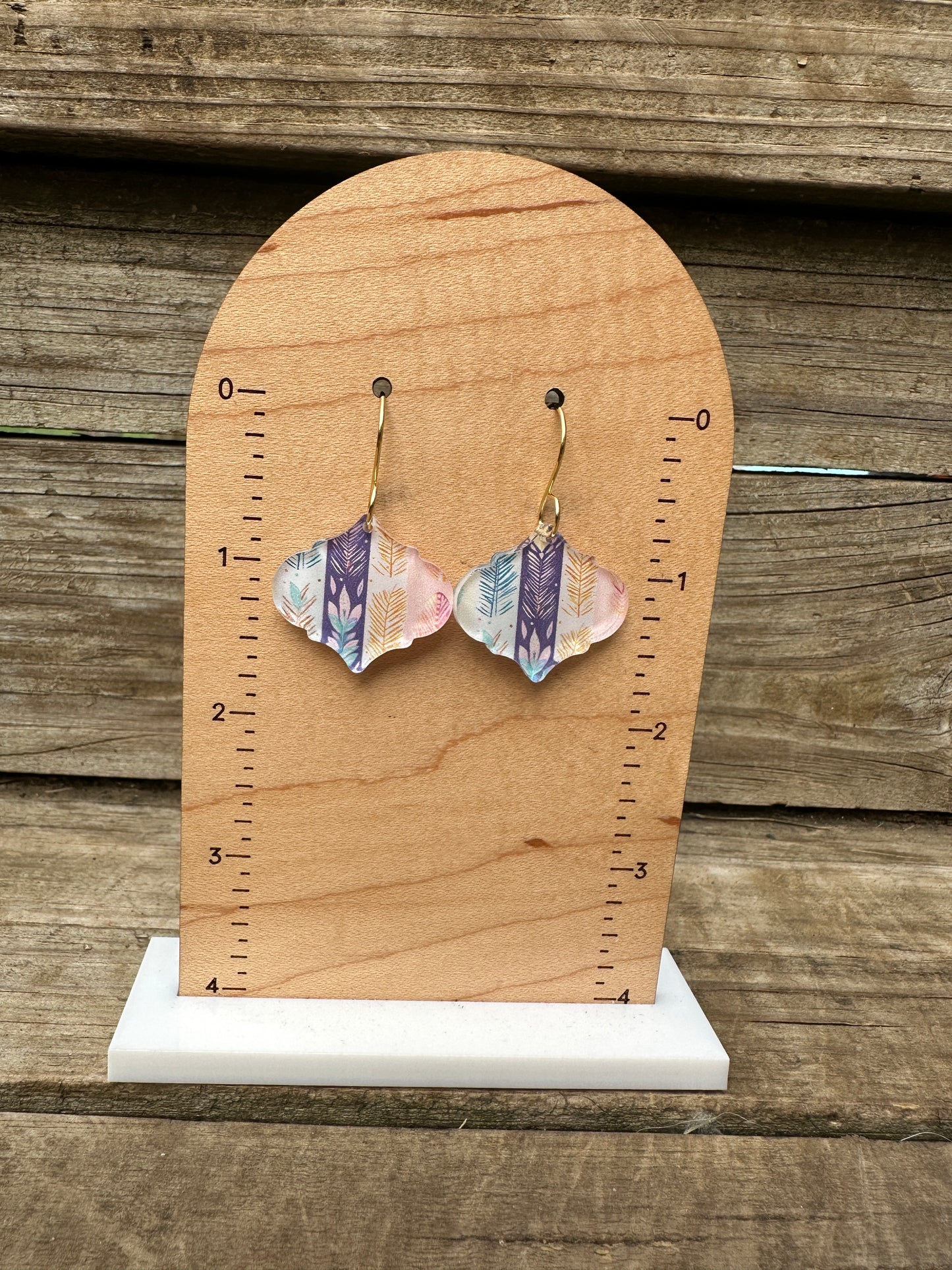 Serenity Pastel Boho Stripes Acrylic Dangle Earrings