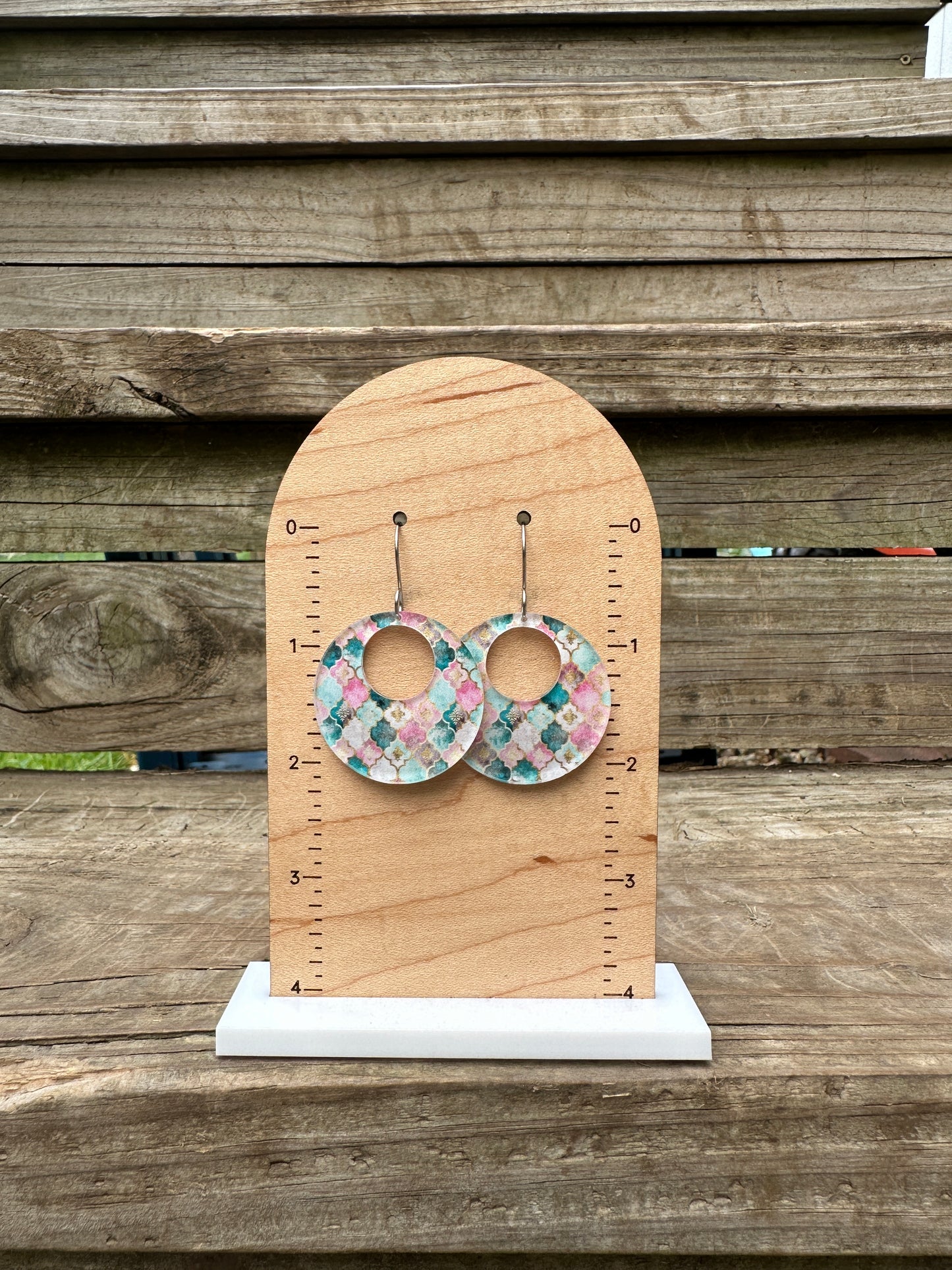 80's Pastel Scales Acrylic Dangle Earrings