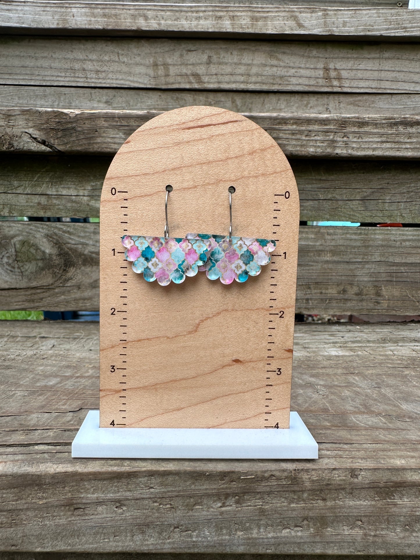 Flutter Pastel Scales Acrylic Dangle Earrings