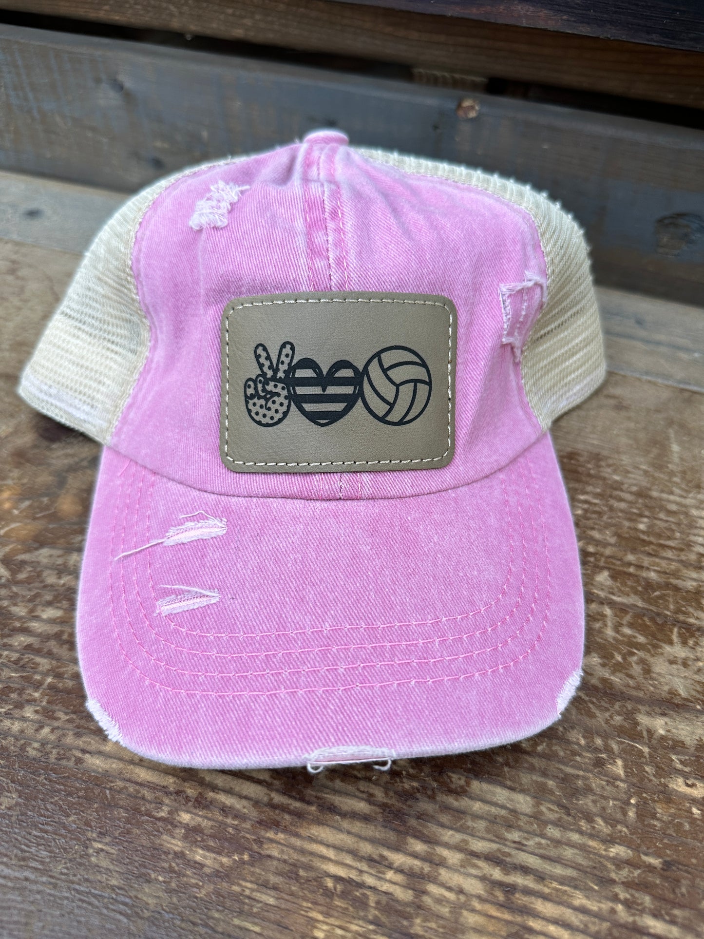 Peace, Love, Softball Symbols Women's Criss Cross Hat