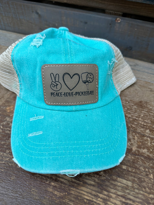 Peace, Love, PickleBall Women's Criss Cross Hat