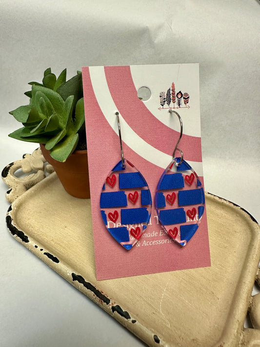 State of Kansas Heart Acrylic Dangle Earrings
