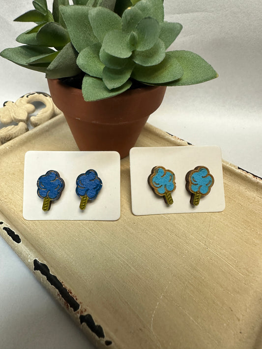 Cotton Candy Wooden Stud Earrings