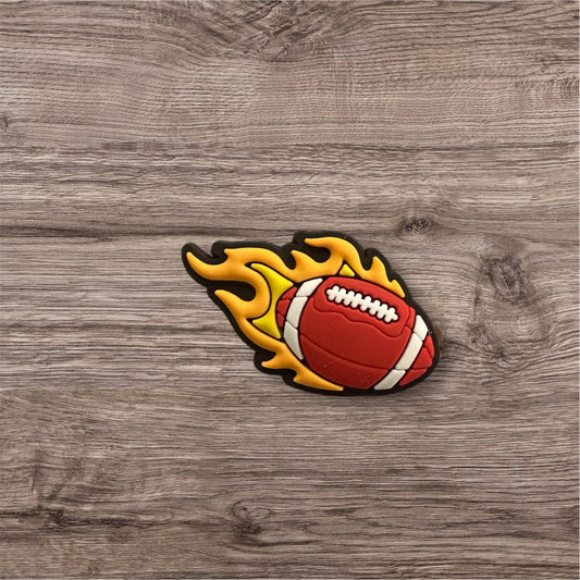 Flaming Football Shoe Charm