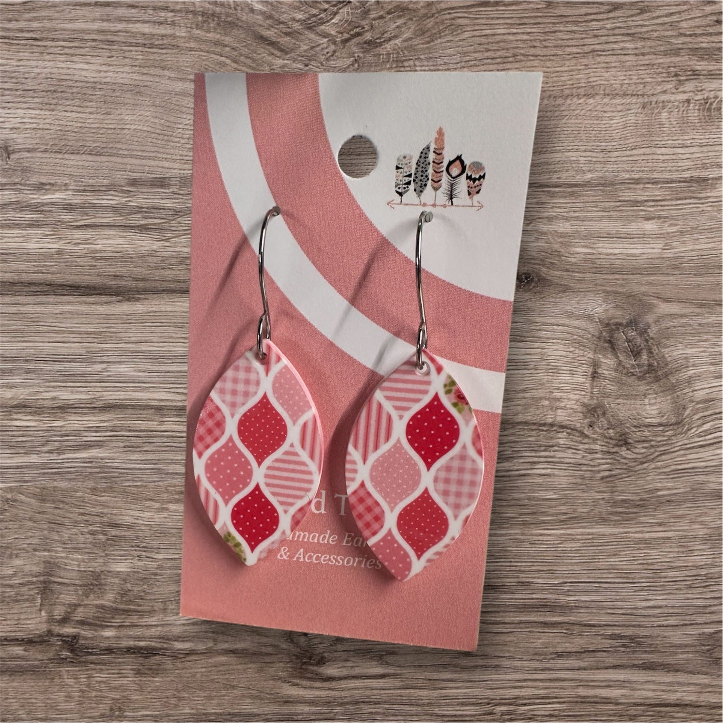 Girly Pop Rounded Chevron Sublimated Acrylic Dangle Earrings