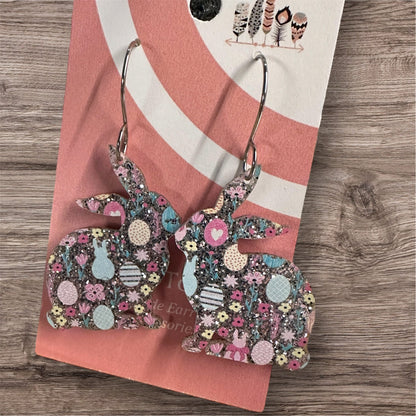 Bunny Easter Eggs Sublimated Acrylic Dangle Earrings