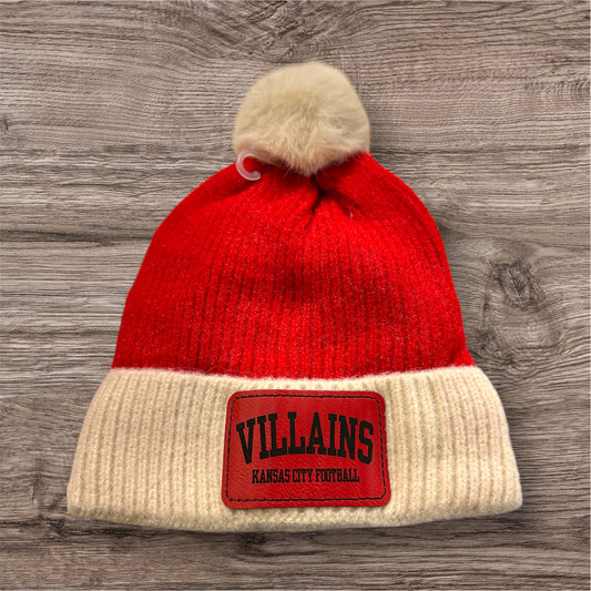 Villains KC Football Pom Beanie- Faux Fur Lined